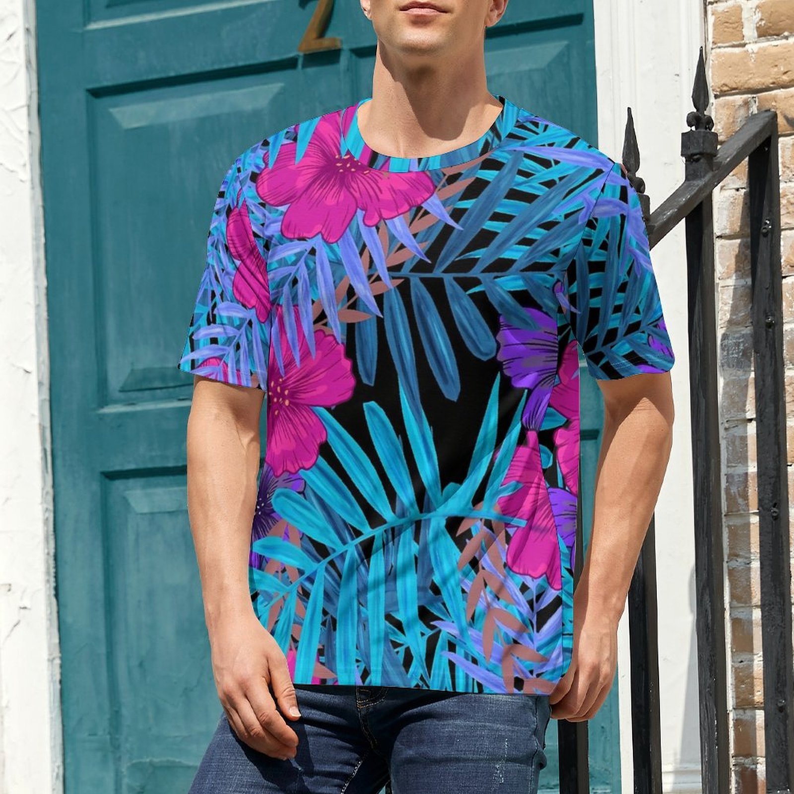 Vintage Hawaiian Floral Shirt - Oversize T-Shirt Summer Tropical Floral T-Shirts