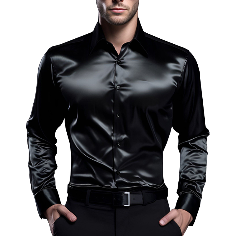 Men's Satin Luxury Dress Shirt - огляд і ціна Mens Satin Silk Dress Shirt