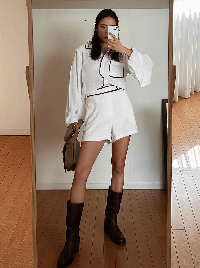 Two Piece Set Women Outfit 202 - огляд і ціна Mens Linen Shirt Long Sleeve