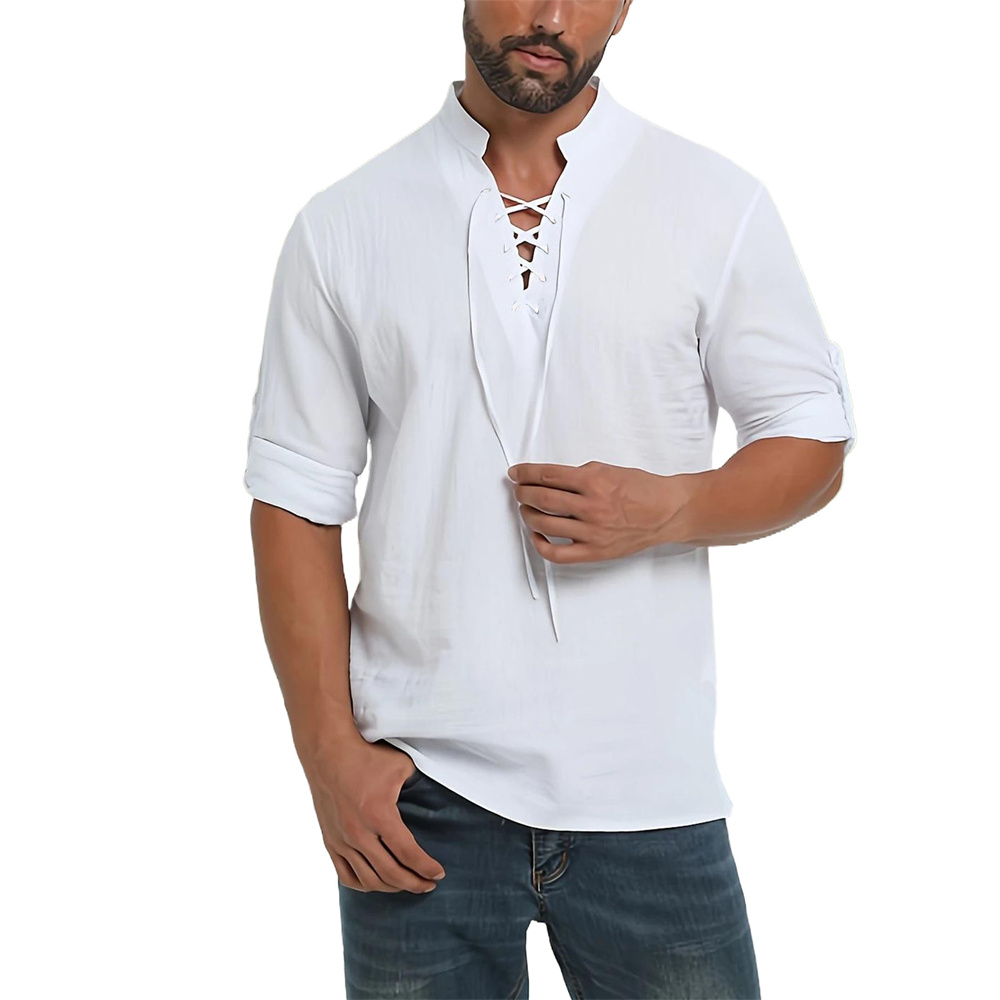 Spring Autumn Men's Pirate Shi - огляд і ціна Medieval Gothic Lace Up Pirate Shirt