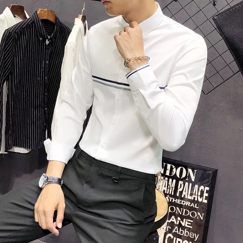 Men's Mandarin Collar Long Sle - огляд і ціна Mandarin Collar Formal Shirt Slim Fit