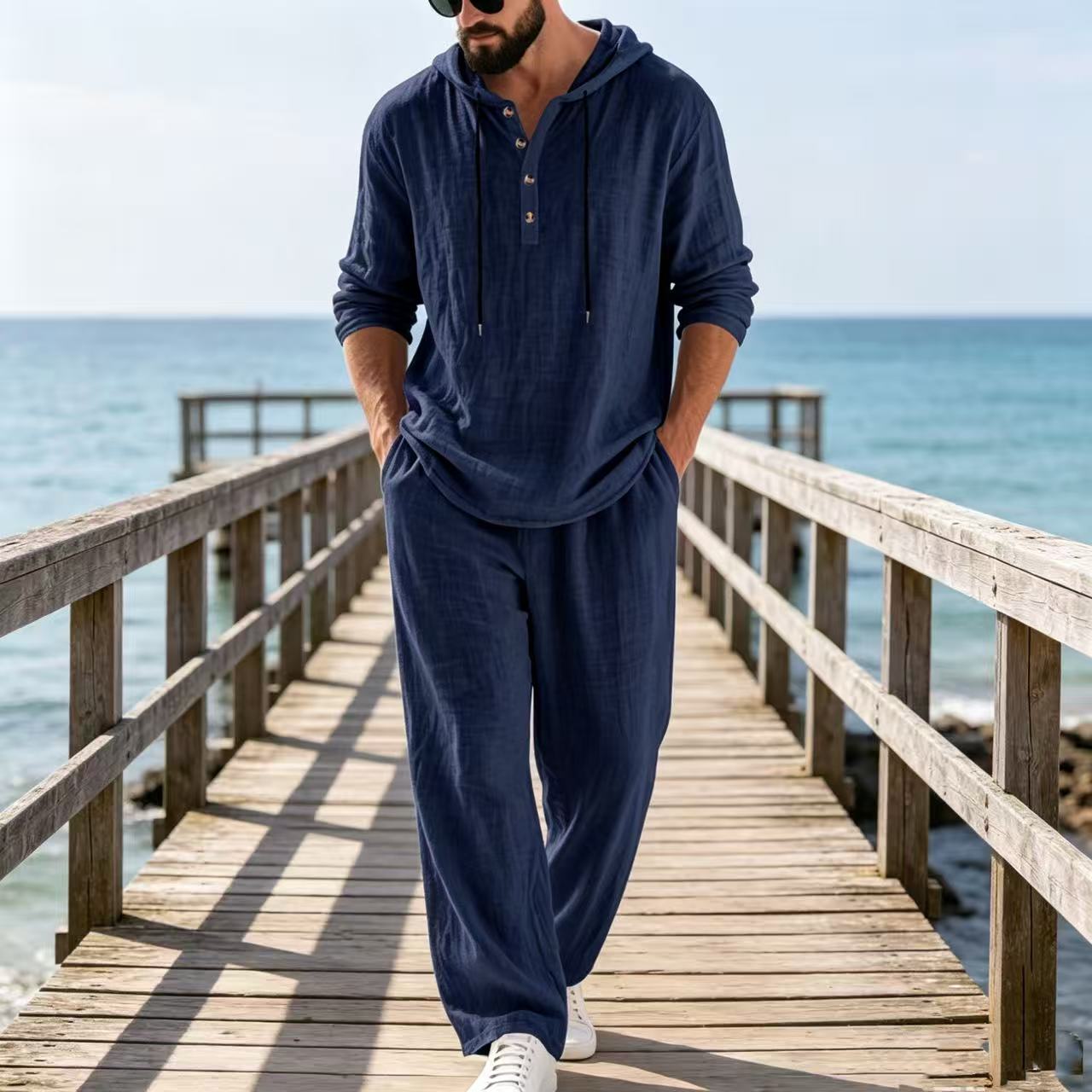 2026 Cross-border Spring and A - огляд і ціна Mens Linen Shirt Long Sleeve