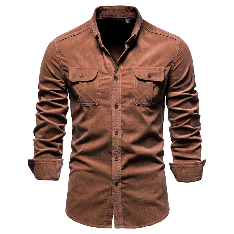 Vintage Solid Color Corduroy S - огляд і ціна Corduroy Button Up Shirt Men
