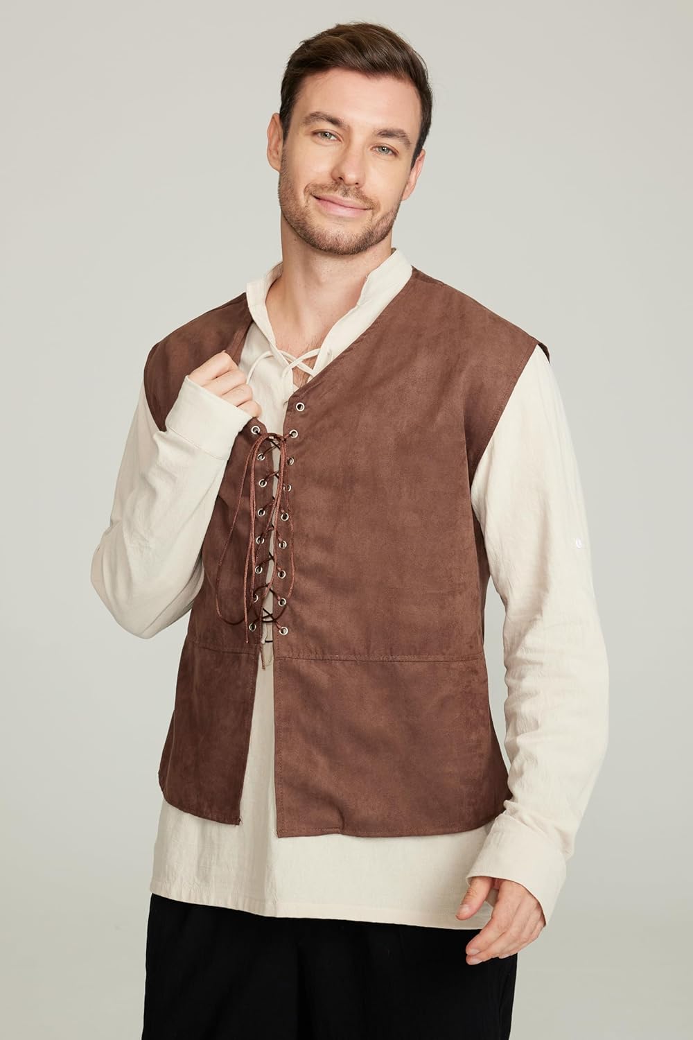 2-piece Set Men's Medieval Pir - огляд і ціна Medieval Gothic Lace Up Pirate Shirt