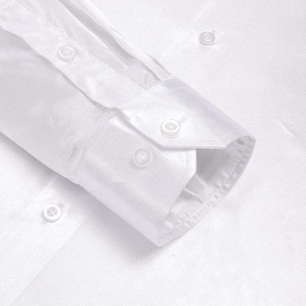 Hi-Tie White Silk Satin Mens S - огляд і ціна Mens Satin Silk Dress Shirt