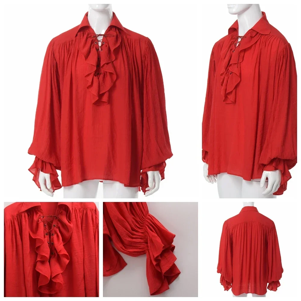 Men Pirate Shirt Vampire Princ - огляд і ціна Medieval Gothic Lace Up Pirate Shirt
