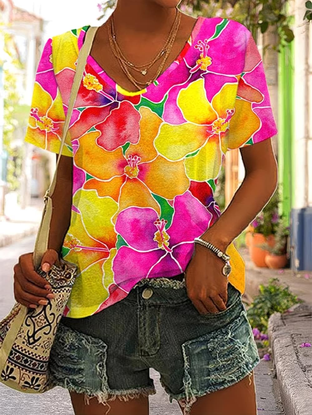 Summer Women's T Shirt Floral  - огляд і ціна Vintage Hawaiian Floral Shirt