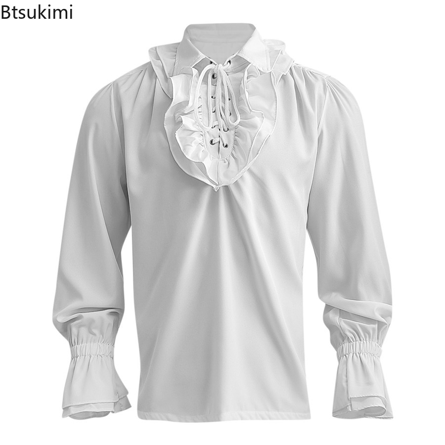 Men's Medieval Renaissance Pir - огляд і ціна Medieval Gothic Lace Up Pirate Shirt